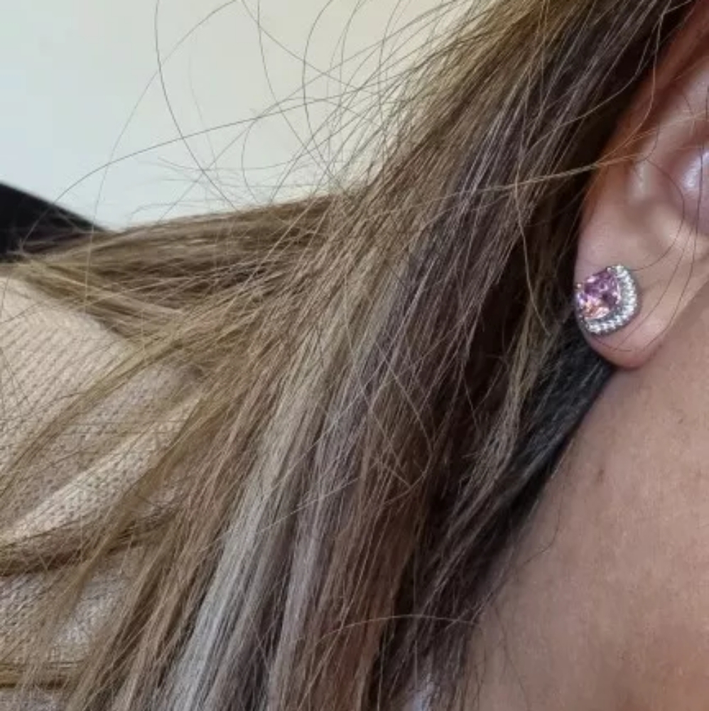New Silver Square Zirconia Earrings - Picture 2 of 2